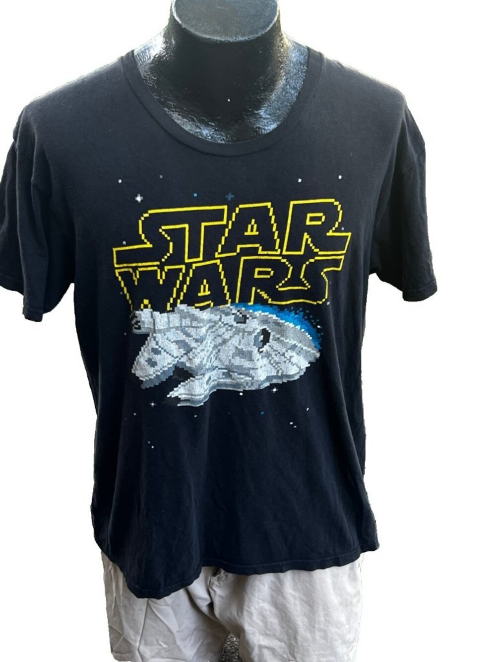 Vintage Star Wars Pixel Millennium Falcon Graphic T-Shirt Mens Large USA Made